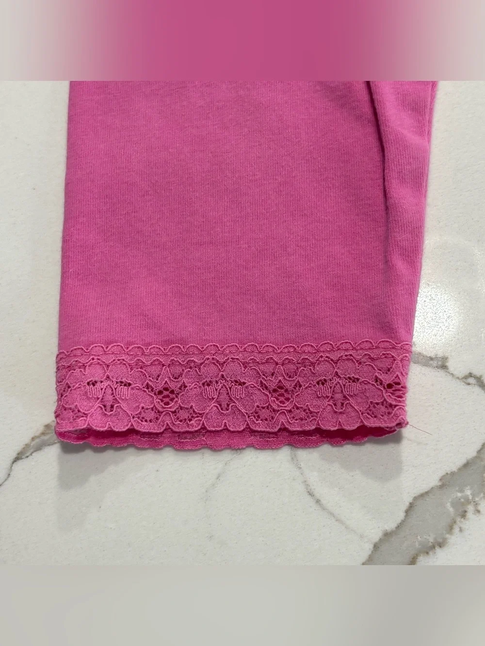 The Children’s Place Girls Pink Stretch Knit Leggings Lace Trim Size Small S 5/6